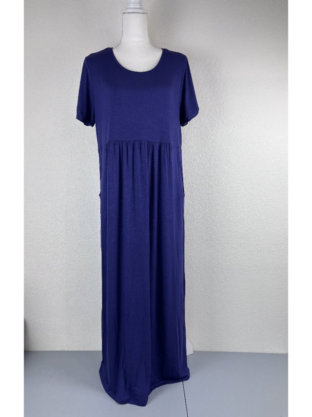 J. Jill women's medium purple short sleeve knit maxi dress casual stretch